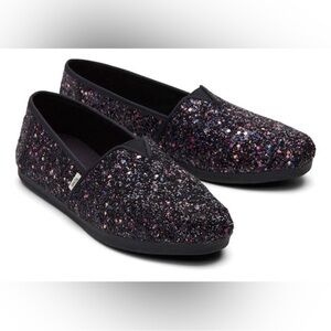 Tom’s Alpargata Black Glitter Women Size 8